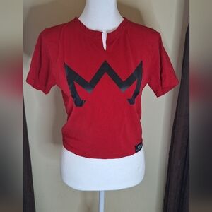 Red Crop Top with Black Graphic